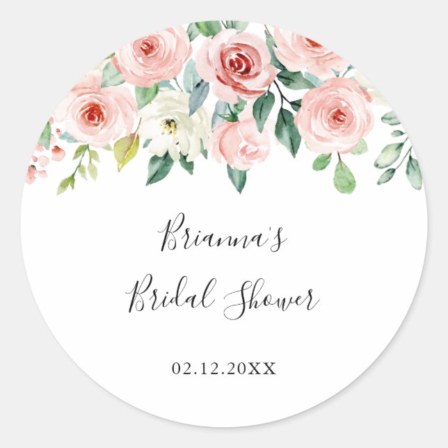 Elegant Dainty Autumn Floral Bridal Shower Favour Classic Round Sticker (Front)