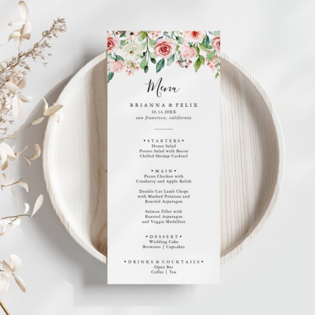 Elegant Dainty Autumn Floral Dinner Menu (Creator Uploaded)