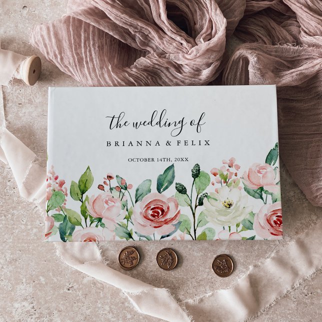 Elegant Dainty Autumn Floral Wedding Guest Book (Creator Uploaded)