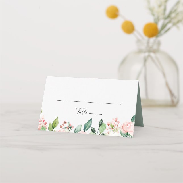 Elegant Dainty Autumn Floral Wedding Place Card (Front)