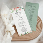 Elegant Dainty Autumn Floral Wedding Program<br><div class="desc">This elegant dainty autumn floral wedding program is perfect for a simple wedding. The design features illustrated pink,  blush and white roses,  peonies with green foliage clustered into bouquets,  accentuating the beautiful fall colours.</div>