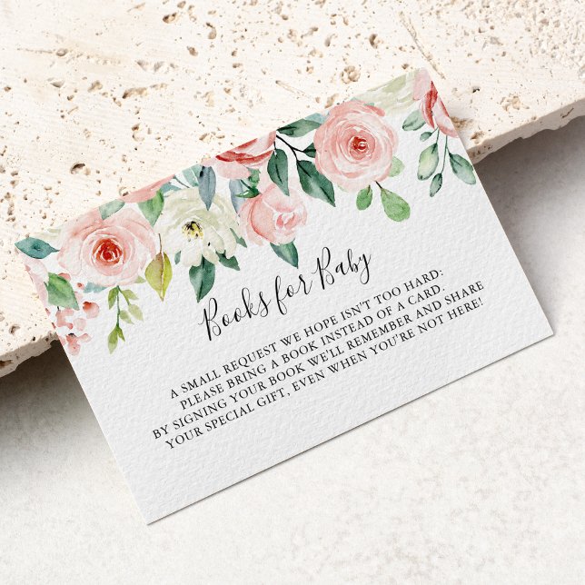 Elegant Dainty Floral Baby Shower Book Request Enclosure Card (Creator Uploaded)