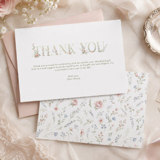 elegant dainty floral spring BRIDE thank you Card