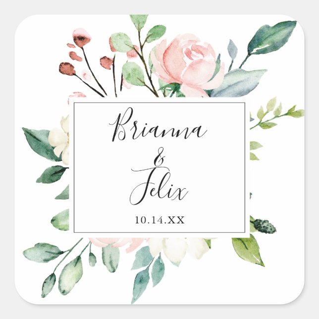 Elegant Dainty Floral Wedding Envelope Seals (Front)