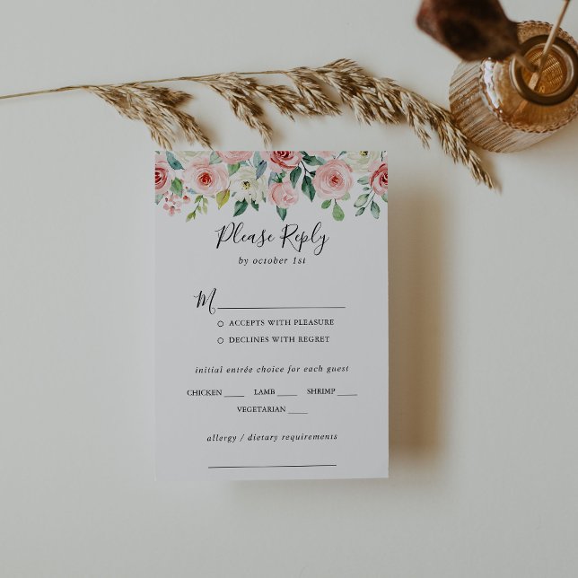 Elegant Dainty Floral Wedding Menu Choice RSVP (Creator Uploaded)