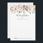 Elegant Dainty Floral Wedding Words of Wisdom Advice Card<br><div class="desc">This elegant dainty floral wedding words of wisdom advice card is perfect for a modern wedding. The design features illustrated pink, blush and white roses, peonies with green foliage clustered into bouquets, accentuating the beautiful fall colours. These cards are perfect for a wedding, bridal shower, baby shower, graduation party &...</div>