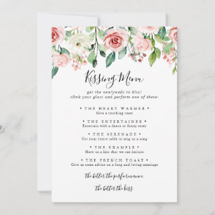 Elegant Dainty Wedding Kissing Menu Game Card