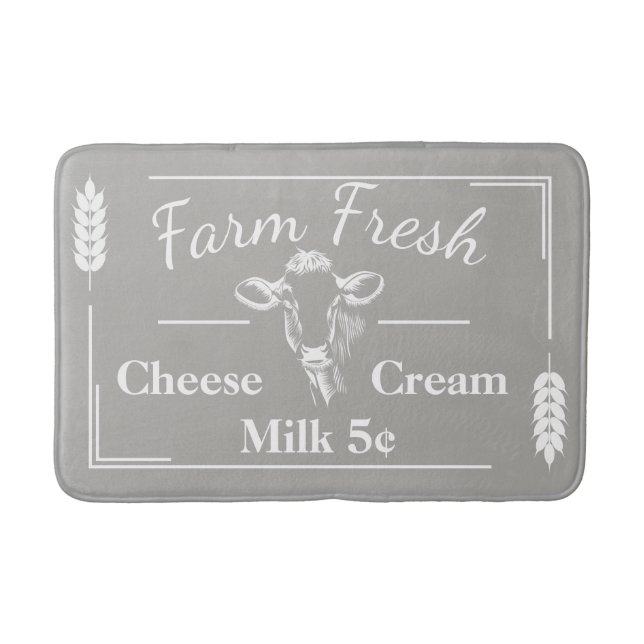 Elegant Dairy Cow Farm Taupe Bath Mat (Front)