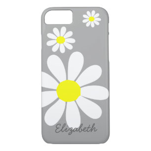 Elegant Daisies Floral Illustration Grey White iPhone 8/7 Case