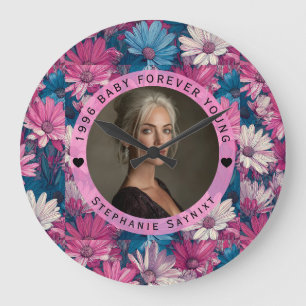 Elegant Daisy 1St Birthday Unique Large Clock