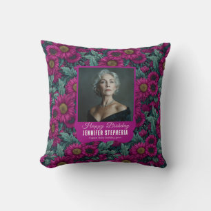 Elegant Daisy Birthday For Daughter Purple Throw Pillow