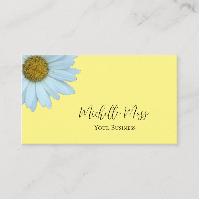 Elegant Daisy Bloom Botanical Yellow Business Card (Front)