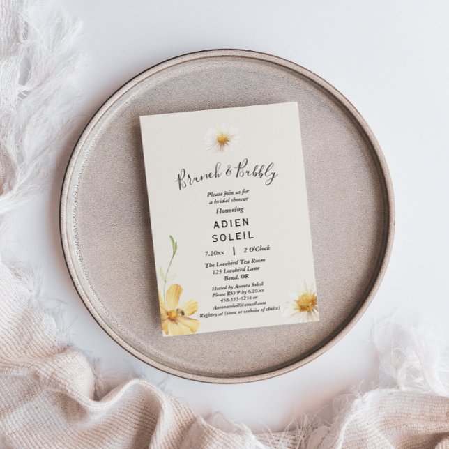 Elegant Daisy Brunch And Bubbly Bridal Shower Invitation (Creator Uploaded)