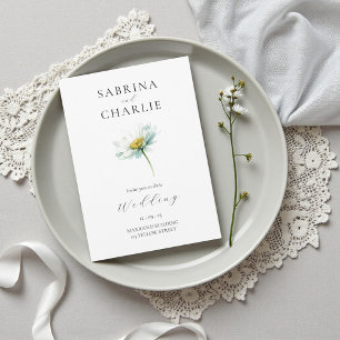 Elegant Daisy Floral Botanical Watercolor Wedding Invitation