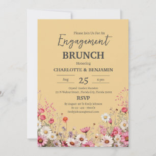 Elegant Daisy Floral Engagement Brunch Party Invitation