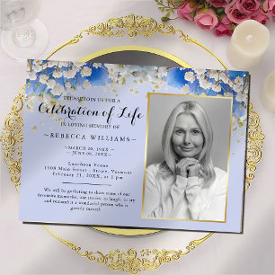 Elegant Daisy Floral Photo Celebration of life Invitation