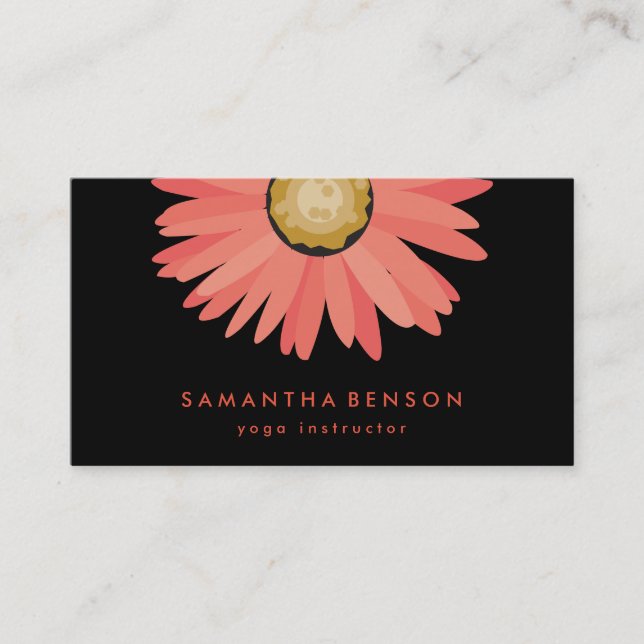 Élégant Daisy Flower Logo Yoga Carte de visite (Devant)