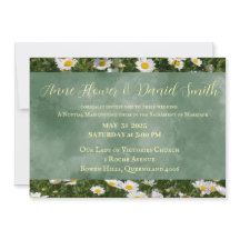 Elegant Daisy Green Catholic Wedding Invitation