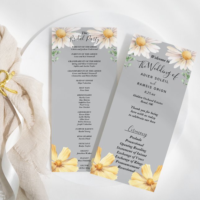Elegant Daisy | Grey Wedding Bridal Party Flat Program (Creator Uploaded)