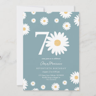 Elegant Daisy Milestone Seventy Birthday Invitation