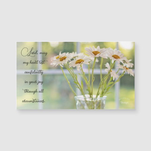 Elegant Daisy Photography Joy Inspirational Magnet (Front)