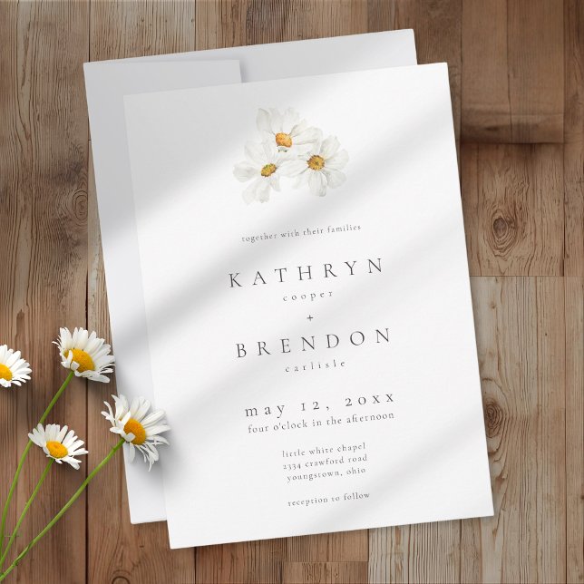 Elegant Daisy Watercolor Minimalist Wedding Invitation (Creator Uploaded)