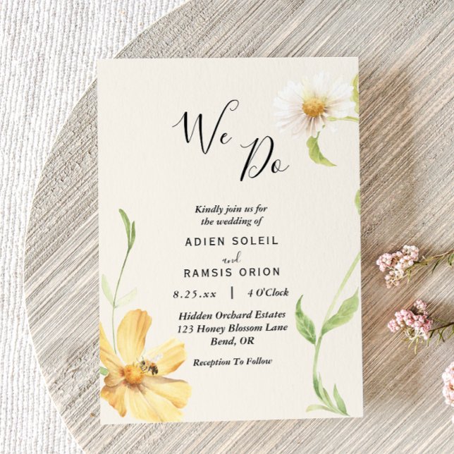 Elegant Daisy We Do Wedding Invitation (Creator Uploaded)