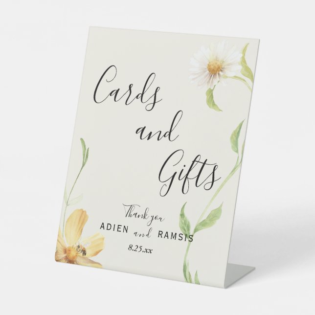 Elegant Daisy Wedding Cards and Gifts Sign (Front)