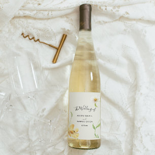 Elegant Daisy Wedding Wine Label