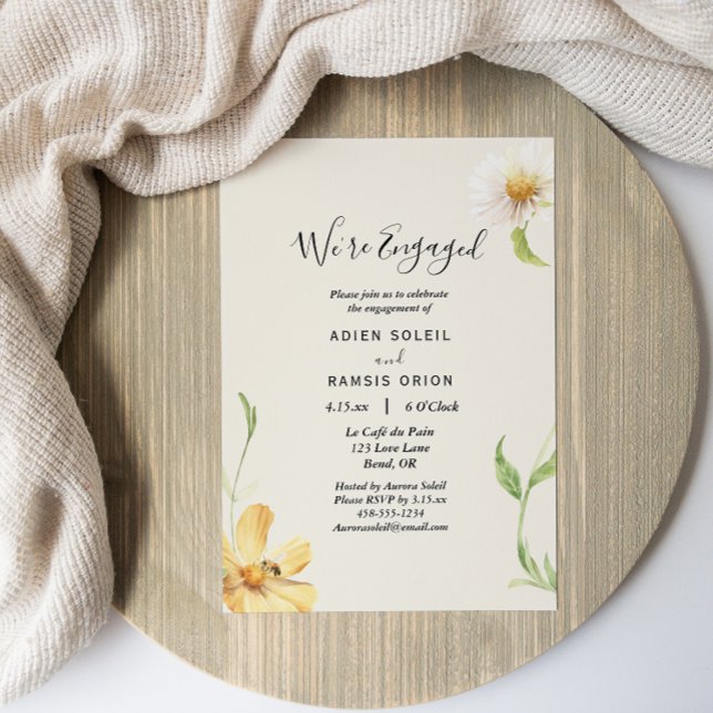 Elegant Daisy We're Engaged Invitation (Creator Uploaded)