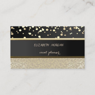 Elegant ,Damas,Black,Gold Confetti Business Card