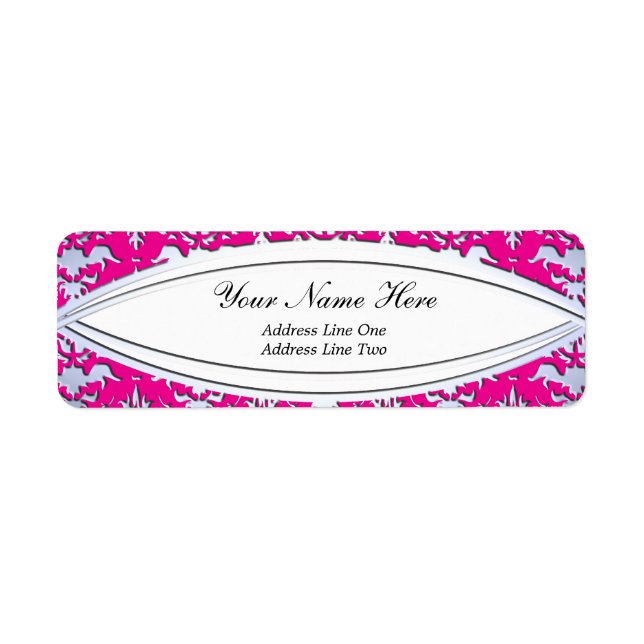 Élégant Damas Embossé rose chaud et argent (Devant)