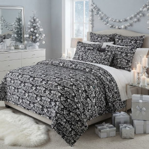 Elegant Damask black and white Fleece Blanket