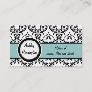 Elegant Damask Blue Mommy Calling Cards
