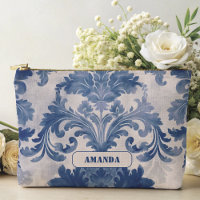Elegant damask Blue toile de jouy monogram