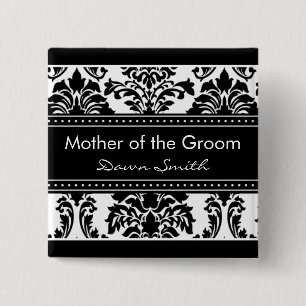 Elegant Damask Bridal Party - Mother of the Groom 2 Inch Square Button