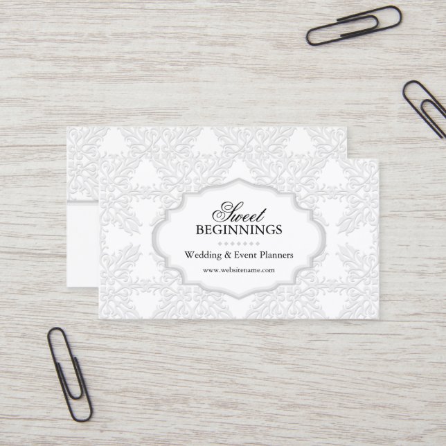 Elegant Damask Business Card (Front/Back In Situ)