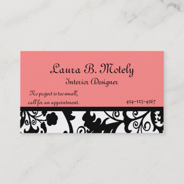 Elegant Damask Business Card (Front)