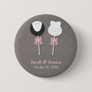 Elegant Damask Cake Pops Wedding Party Favours 2 Inch Round Button