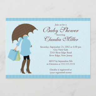 Elegant Damask Carriage Boy Baby Shower Invitation
