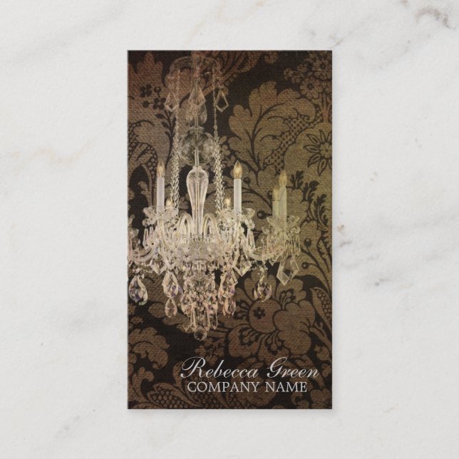 elegant damask chandelier Interior Designer Business Card (Front)