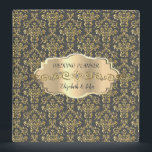 Elegant Damask,Chic ,Gold Frame Binder<br><div class="desc">Elegant sophisticated faux gold frame on black gold damask.</div>