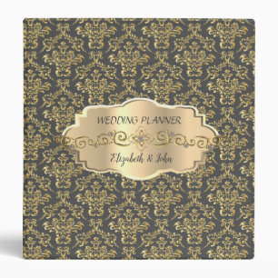 Elegant Damask,Chic ,Gold Frame Binder