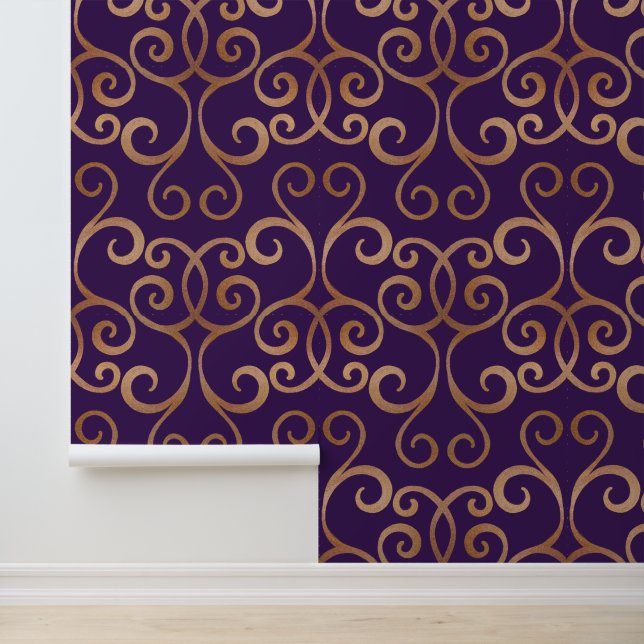  Elegant Damask Classy Luxury Rose Gold And Purple Wallpaper (Application)