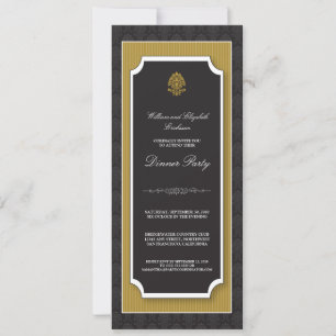 Elegant Damask Dinner Party Invitation (gold)