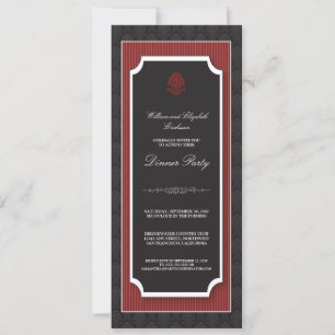 Elegant Damask Dinner Party Invitation (maroon)
