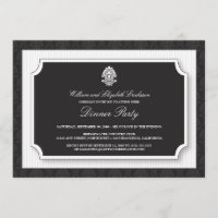 Elegant Damask Dinner Party Invitation (white)