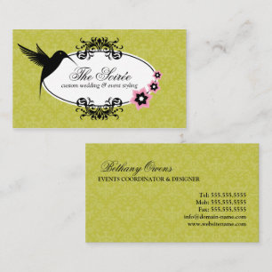 Elegant Damask Event Coordinator Business Card