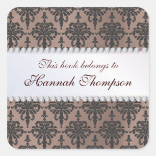 Elegant Damask Ex Libris Book Label