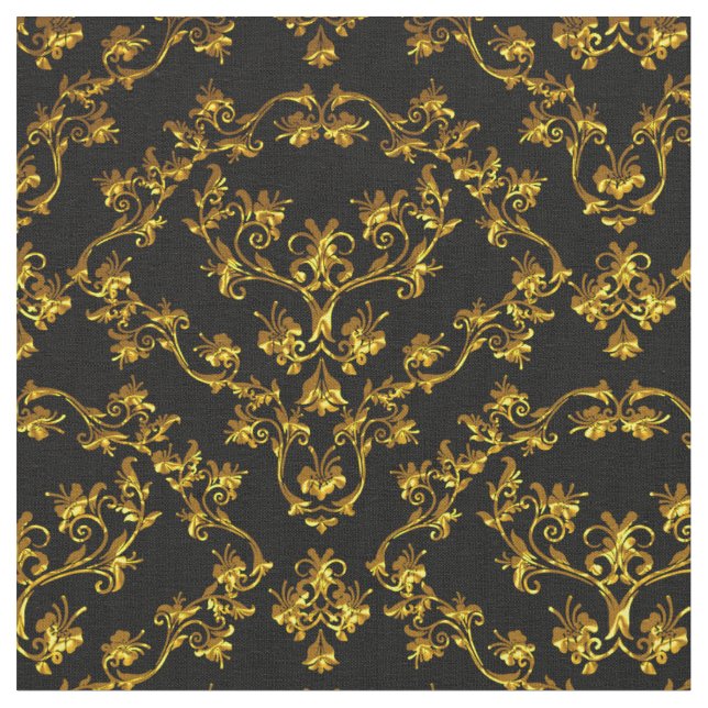 Elegant Damask Fabric black yard (Close Up)